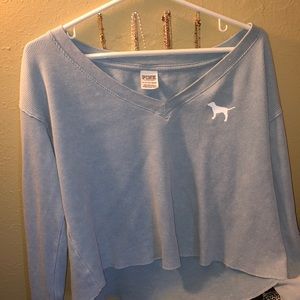 Blue PINK Long sleeve V neck